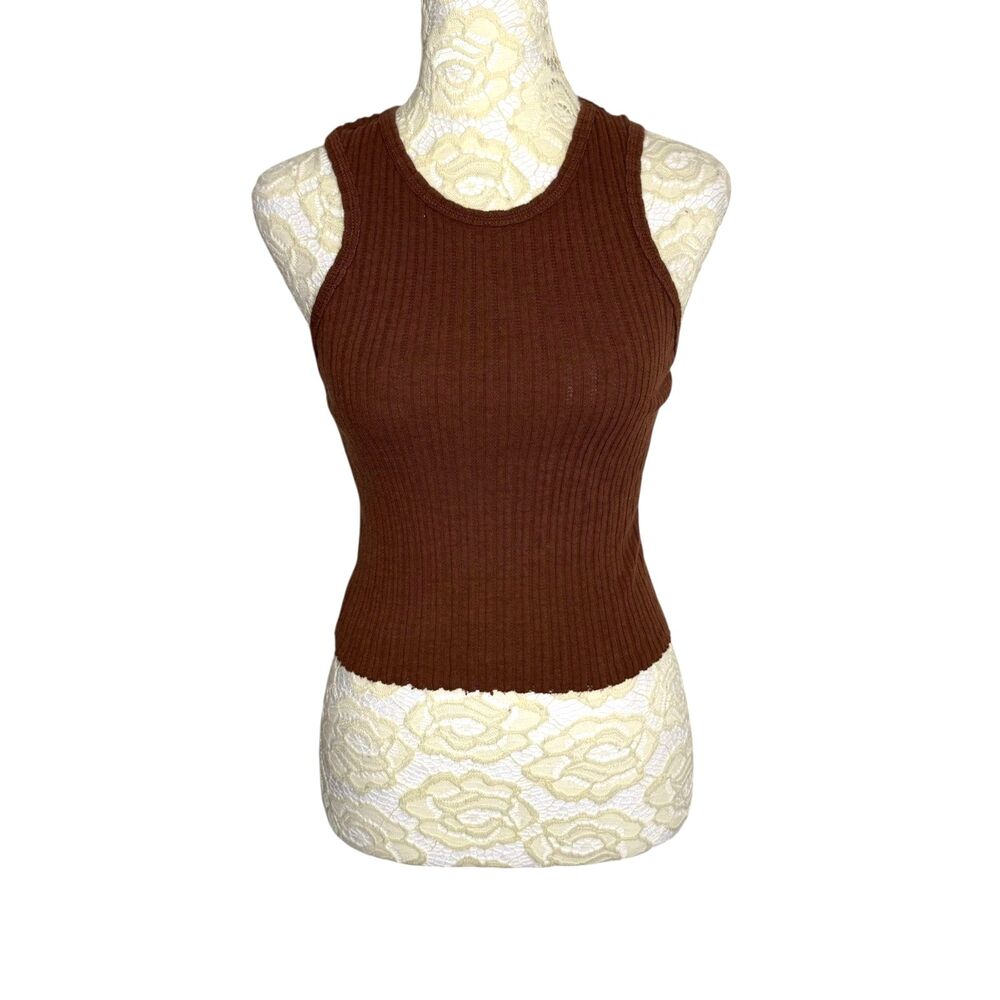 BDG Urban Outfitters Crop Tank Top Shirt Blouse Rib Knit Brown S